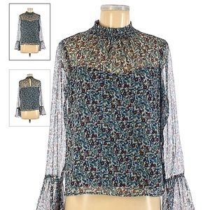 Flowy Blouse With Ruffles and High Collar - Worn Rarely